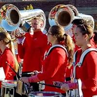 Marching Band in red quarter-zips